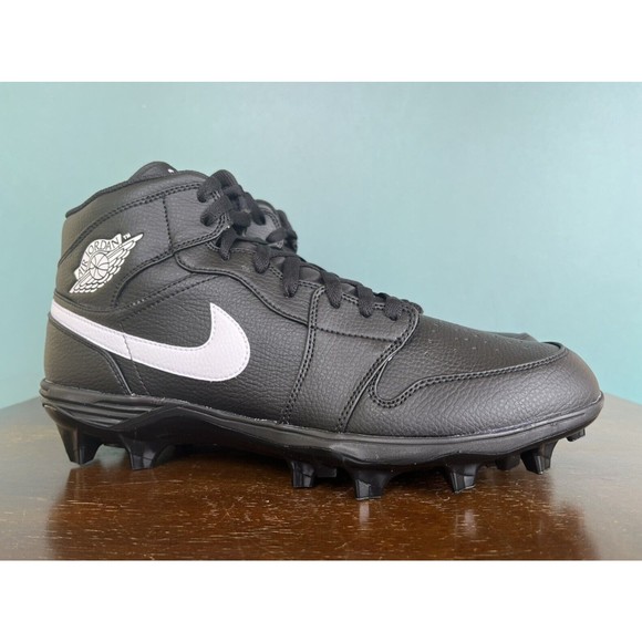 Jordan 1 Mid TD Alpha Menace Football Cleats Black/White Men's Sz 13 FJ6805-001 - Picture 2 of 11
